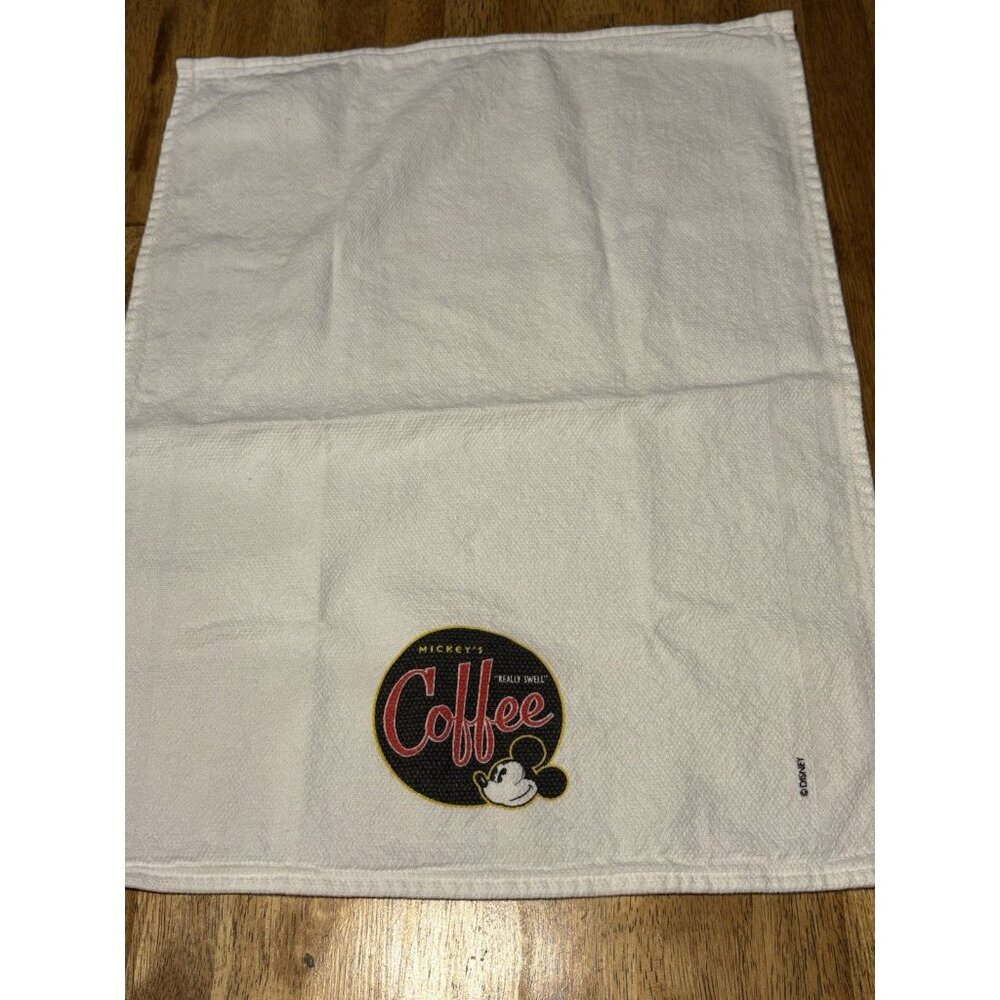 DISNEY‎ Dish Towel Mickeys "Really Swell" Coffee Vintage Kay Dee Designs Kitchen - Picture 2 of 6